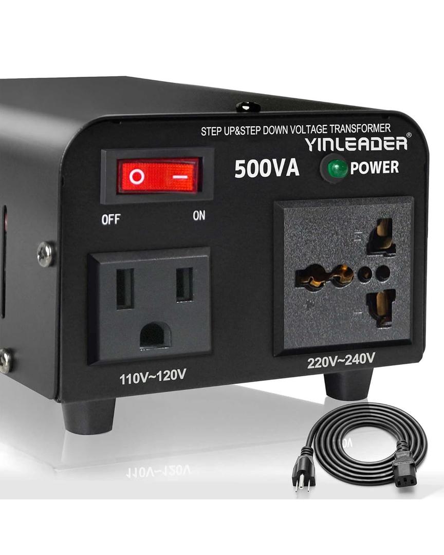 Yinleader 500W Voltage Transformer Power Converter(110V to 220V, 220V to 110V) Step Up/Down Converter 110/120 Volt - 220/240 Volt w/US Power Cord [300W Continuous Power]