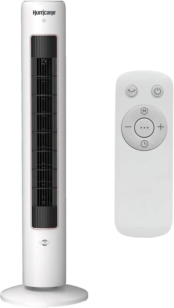 Hurricane Triple Action Indoor Tower Fan, 40 Inch Air Enhancing Electric Cooling Fan with Aromatherapy Diffuser and Remote Control, White (Pack of 1)