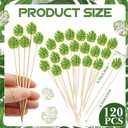 2 x 120pcs Green Monstera Leaf Cocktail Picks, 4.7inch Hawaii Monstera Bamboo Toothpicks for Summer Hawaiian Party Food Drinks Fruits Appetizer Cupcake Decoration
