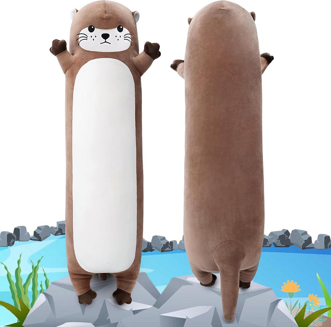 Large Otter Stuffed Animal,20 Long Otter Plush,Cute Plushies Animals Body Pillow,Kawaii Big Plush Toys Animal Gifts,Anime Sleeping Hugging Pillow Cushion for Kids Adult Birthday