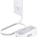 Flat Plug Extension Cord 5 FT, TESSAN Surge Protector Power Strip with 4 AC Outlets 1 USB C and 2 USB A Ports, 900 Joules Protection, Multiple Wall Outlet Extender Suitable for Home Office Dorm (5 FT, Gray)