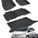 Floor Mats Cargo Liner for Honda Fit 2009-2013 All Weather Protector Heavy Duty TPE Rubber Waterproof Anti-Slip Tech Trunk Mats for Honda Fit 2009 2010 2011 2012 2013 Car Accessories