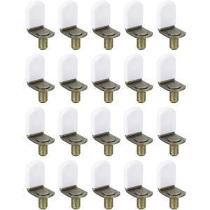uxcell 50Pcs Shelf Support Pegs, 6mm L-Shaped Bracket Style Shelf Pegs Pegs with Rubber Sleeve, Metal Support Pegs Holder for Kitchen Cabinet Bookcase (Green Bronze, White)
