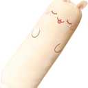 Cute Plush Long Bolster Pillow, Soft Sofa Bed Waist Pillow Cushion Round Roll Bolster Neck Pillow Cylinder Cervical Pillow for Leg, Knee & Neck Support (Rabbit, 70CM/27.6")