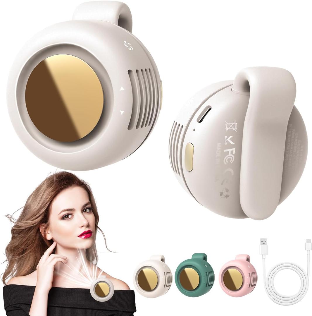 Portable Silent Mini Bladeless Fan Clip On, Small Fan Clip on for Shirt & Waist, Adjustable 3-Speed Suspended Whirlwind Fans, For Outdoor & Travel & Office, Travel Accessories, Gift (white)
