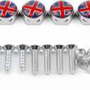 Bruce & Shark Union Jack UK Flag Chrome Metal License Plate Frame Screw Bolt Cap for Front Rear Plate Frame for Mini Cooper F60 F54 F56, License Plate Bolt Caps Kit