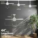 Wynwood 44-inch Connie Indoor Ceiling Fans with Lights, Pull Chain, Matte White, 3-Blade, Frosted White Shade [W58356]