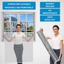 NeatiEase Magnetic Window Screen, Adjustable DIY Window Net Max 24” x 32” with White Window Frames Fiberglass Mesh