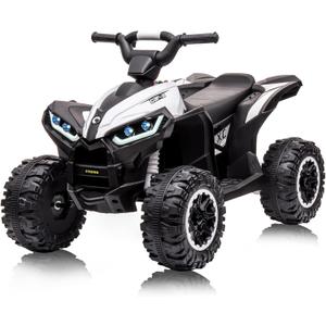 12V Kids Ride-On Electric ATV, 4 Wheel Dual Drive Kids Ride On Car with Parent Remote, High Low Speeds, Music, Battery Powered Ride On Toys for Boys and Girls, White