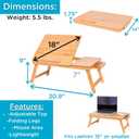 BirdRock Home Bamboo Laptop Bed Tray (Natural)| Multi-Position Adjustable Surface | Pull Down Legs | Storage Drawer