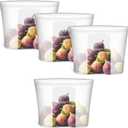Small Reusable Silicone Food Storage Bags 4 Pack, 33fl oz/1000ml, 100% Silicone Stand-Up Wide-Open Zip-Lock Reusable Bags for Small Items, Microwave Freezer Oven Dishwasher Safe, Translucent