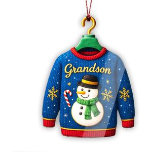 3 x Grandson Christmas Ornament 2026 Grandson Ornament Holiday Decor Christmas Ornament Suncatcher Effect Window Hanging Car Hanging