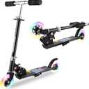 Scooter for Kids Ages 3-12 - Kids Kick Scooters with Led Light Up Wheels & 3 Levels Adjustable Handlebar, Lightweight Foldable 2 Wheel Girly Pink Scooter, Christmas Birthday Gifts for Girls Boys. (black)