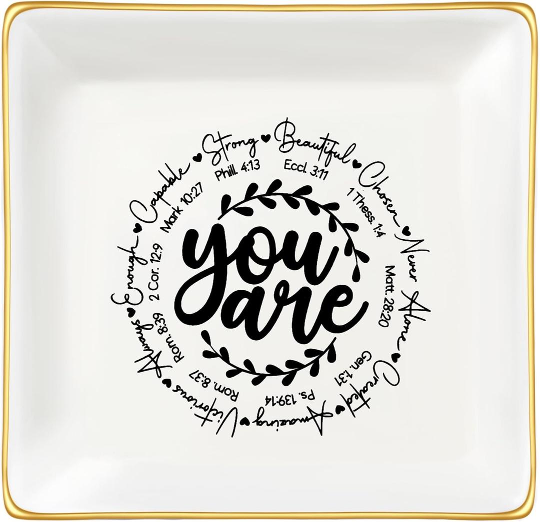 JoycuFF Confirmation Gifts for Teen Christian Gifts for Women, Religious J Catholic Communion ewelry Dish Gifts for Women