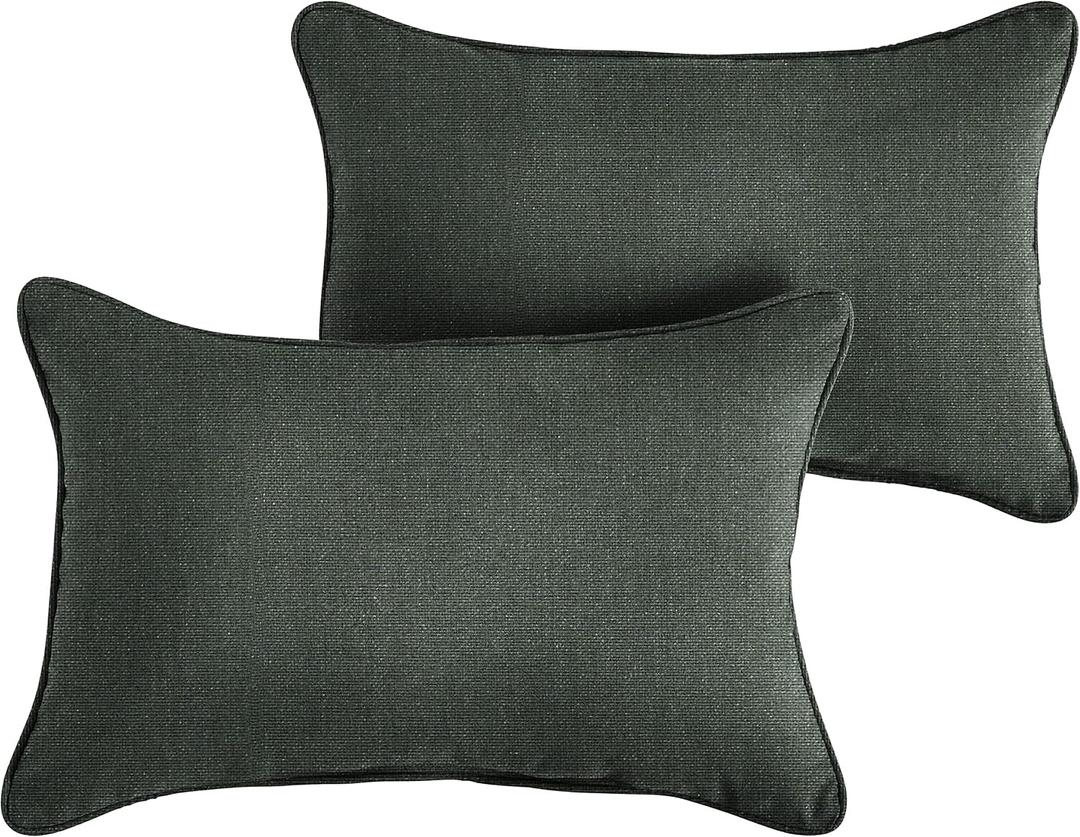 Sorra Home x Sunbrella Cast Ivy Outdoor/Indoor Corded Pillow Set of 2 12 in H x 18 in W x 6 in D