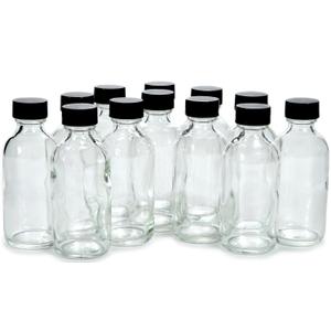 Vivaplex, 12, Clear, 2 oz Glass Bottles, with Lids
