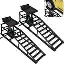 2 Pack Hydraulic Car Ramps 5t, Car Ramps High Lift 10000lbs, Cars Lift Service Ramp Height 9"-14.2", Heavy Duty Steel Auto Ramp for Changing Oil for Maintenance, Black