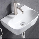 VESLA HOME Small Rv Bathroom Sink, 16" x 12" Porcelain Tiny Wall Mount Sink, Mini Floating Corner Sink for Vanity Utility Half Bath Powder Room
