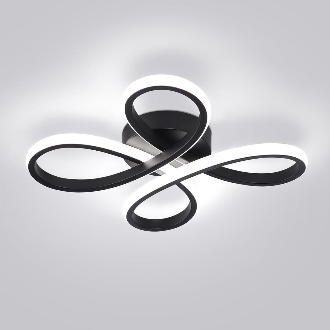 ADISUN Modern LED Ceiling Light, 6000K Semi Flush Mount Ceiling Light Fixture for Living Room, Close to Ceiling Light Fixtures for Bedroom, Corridor, Aisle, Hallway - Indoor Lamp, Black