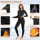 HiZiTi Thermal Underwear for Women Long Johns Set Fleece Lined Warm Base Layer Long Sleeve for Weather Top Bottom Winter (Black), Size: M