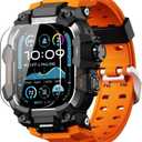 ULTIMAL Rugged Case with Band for Apple Watch 49mm,Compatible with Apple Watch Ultra 3/2/1, Military Grade Shockproof Bumper Cover for iWatch Tactical Band Men (49mm,Orange)