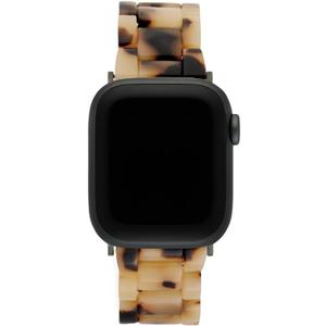 MACHETE Compatible with Apple Watch Band 38mm 40mm 41mm 42mm 44mm 45mm 49mm, Blonde Tortoise Fashion Acetate Resin iWatch Band for SE Series 9/8/7/6/5/4/3/2/1 Ultra 2 1 Women Men (Black Hardware)