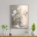 Daktenn Framed Canvas Wall Art Floral Wall Decor for Bathroom Bedroom - Modern Wall Decorations (Light Wood Framed, 18x24)