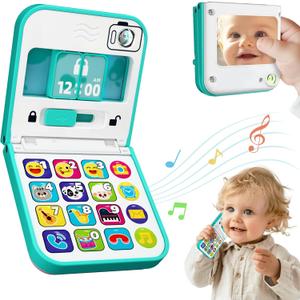 iPlay, iLearn Baby Cell Phone Toy 6-12 Month, Toddler Flip Smartphone Pretend Play Mirror Sound, Kids Music Learning Montessori Travel Game, Infant Fun Birthday Gift 12-18M, Children Boy Girl 1 2 3 Yr