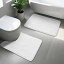 YIHOUSE Memory Foam Bathroom Rug Sets 2 Piece, Ultra Absorbent Bath Mat for Bathroom - Non-Slip Machine Washable & Dry Quickly, 2 Piece Bathroom Mat Set,White