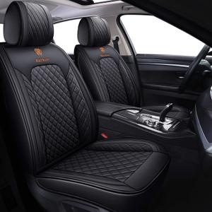 Aierxuan 5 Car Seat Covers Full Set Waterproof Leather Universal Fit for Kia Soul Sorento Hyundai Elantra Civic Jeep Wrangler Santa Fe Tucson Ford Explorer Edge Lexus (Full Set, Black)