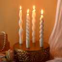 Nuanchu 4 Pcs Twisted Taper Candles Wax Unscented Smokeless Spiral Swirl Candlesticks for Wedding Holiday Dinner Party Home Decorations(7.87 Inch,Pure,White)