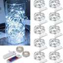 10 Pack Fairy Lights Battery Operated,10 ft 30 LED String Lights 8 Modes with Timer Waterproof Fairy Lights for DIY Wedding Party Bedroom Mason Jars Christmas Decorations (Cool White)