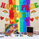 Happy Pride Month Banner LGBTQ+ Decoration Rainbow Party Decor Peace Love Pride Hope Diversity Equality Queer History Celebration Party Supplies