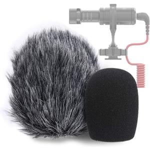 YOUSHARES VideoMicro Microphone Foam windscreen & Deadcat Wind Shield, Foam & Furry Wind Muff for Rode VideoMicro and VideoMic Me Me-L Mic (2 Pack)
