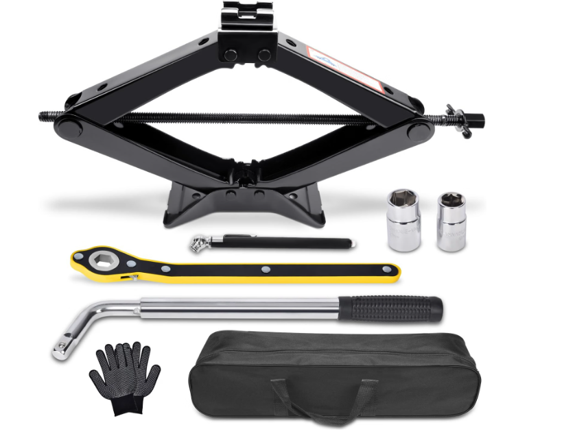 Scissor Car Jack 3 Ton (6610 lbs) Tire Changing Kit with Lug Wrench - Emergency Kit for Car, SUV, MPV