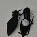 Coutgo Satin Kitten Low Heels with Bow Closed Pointed Toe Short Pumps Dress Wedding Party Shoes 9
