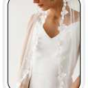 Unsutuo Bride Wedding Veil 1 Tiers Lace Applique Fingertip Bridal Tulle with Hair Comb for Women and Girls (White) (White)