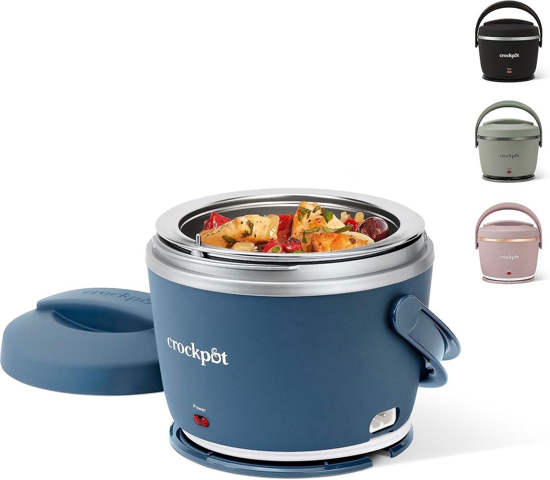 Crock-Pot 20oz Portable Electric Food Warmer, Personal Lunch Box Keeps Food Spill-Free & Warm, Ideal for Travel, Work, School, Car, On-the-Go, Dishwasher-Safe, Giftable, Faded Blue