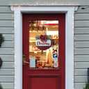 Christmas Sign for Front Door Wall Decor - Walasis Merry Christmas Signs Hanging for Indoor with Buffalo Plaid Bow Farmhouse 12 inch Red Xmas Wreath Hanger Decorations