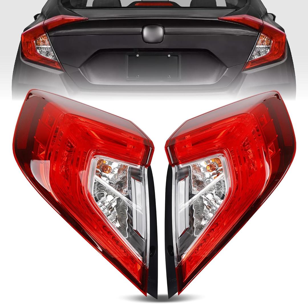 Brake Taillights for Honda Civic Sedan 2016 to 2021 - Taillight Assembly Replacement for 33550-TBA-A01, 33500-TBA-A01, HO2804110, HO2805110 - Driver and Passenger Side L+R - Bulbs Included