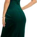 Missufe Women's Sleeveless Spaghetti Strap Wrap V Neck Bodycon Ruched Slit Midi Party Cocktail Velvet Dress (Green, M)