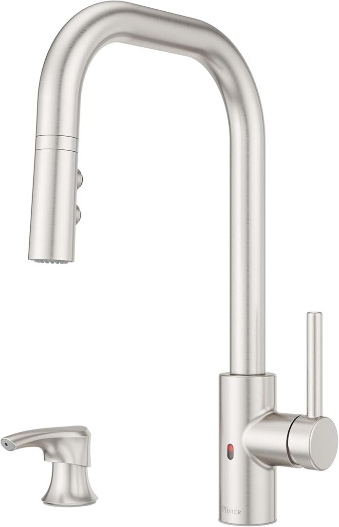 Pfister Zanna Touchless Kitchen Faucet with Pull Down Sprayer and Soap Dispenser, Single Handle, High Arc, Spot Defense Stainless Steel Finish, F529EZN3GS