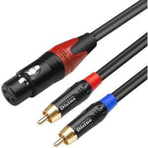  Female XLR to Dual RCA Y Splitter Patch Cable,Unbalanced XLR Female to 2 RCA/Phono Plug Stereo Audio Interconnect Duplicator Lead - 6.6 Feet