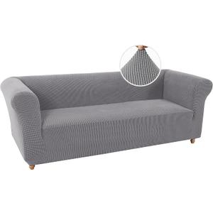 Stretch Sofa Armchair Slipcover Soft Non Slip Couch Cover for Living Room Tuxedo Sofa Cover Furniture Protector Sofa Bed Slipcover (3 Seater, Dove)