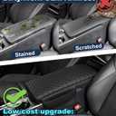 Center Console Armrest Cover for Toyota Camry Arm Rest Covers Pad with Side Pockets, Black Faux Leather Interior Accessories (for Camry 2025)