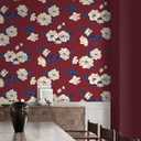 HeloHo Floral Wall Paper Red Peel and Stick Wallpaper 17.3" x 197" Vintage Self Adhesive Removable Waterproof Contact Paper for Living Room Bedroom Decor