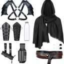 Medieval Knight Leather Belt Shawl Men Renaissance Half Shoulder Cape Scarf Buckle Bracers Retro Magic Cork Potion Bottle Sword Frog Accessories(Type8)