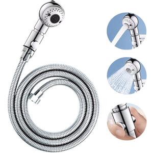 Shampoo Bowl Hose and Sprayer, 1/2 Nut Stainless Steel Salon Sink Hose with Spray Head Replacement Part to Attach Shampoo Bowl Faucet Vacuum Breaker, Dual Sprayer Model, One Click Water Stop Button