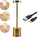 MIOBLUE Cordless Table Lamp, Rechargeable Table Lamp LED Touch Light, 3 Color Modes Desk lamp, Stepless Dimmable Battery Powered Lamp, Usage for Table Light for Dinner, Patio, Restaurant, Bedroom, Gold