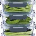 DANALLAN 5Pcs Glass Storage Containers with Lids 36 OZ Meal Prep Containers Sets Kitchen Airtight Leak Proof Oven Safe Food Lunch Container Microwave Freezer Dishwasher Safe